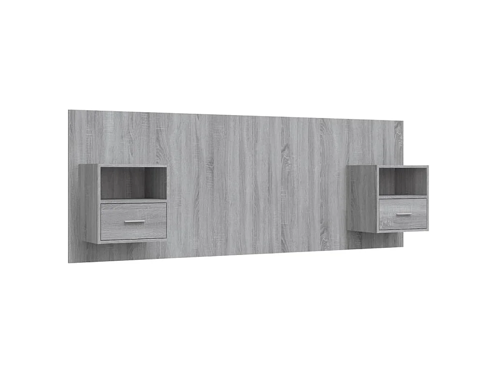 Hoofdbord met kastjes bewerkt hout grijs sonoma eikenkleurig