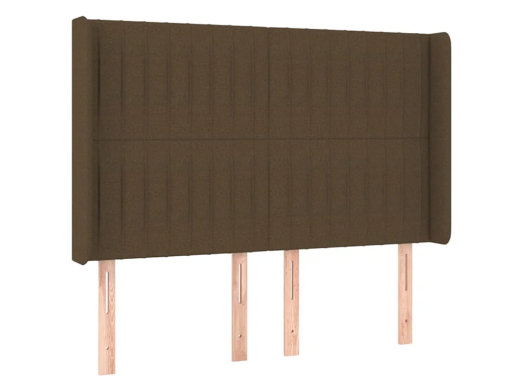 Hoofdbord met randen 147x16x118/128 cm stof donkerbruin