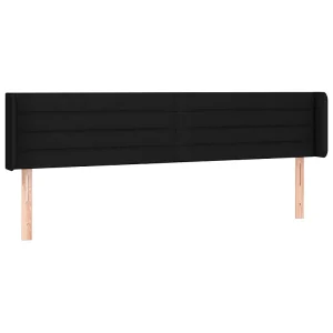 Hoofdbord met randen 203x16x78/88 cm stof zwart Hoofdbord met randen 203x16x78/88 cm stof zwart