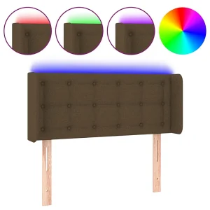 Hoofdbord LED 83x16x78/88 cm stof donkerbruin