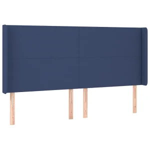 Hoofdbord met randen 203x16x118/128 cm stof blauw Hoofdbord met randen 203x16x118/128 cm stof blauw