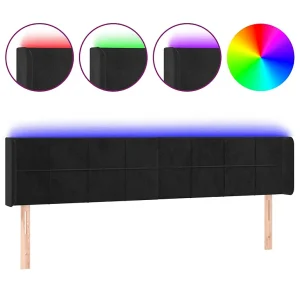 Hoofdbord LED 183x16x78/88 cm fluweel zwart