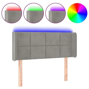 Hoofdbord LED 83x16x78/88 cm fluweel lichtgrijs