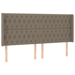 Hoofdbord met randen 183x16x118/128 cm stof taupe