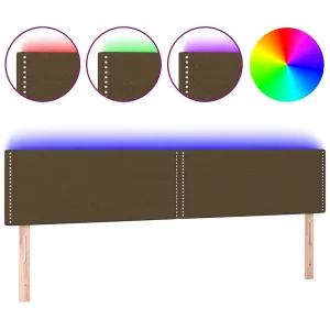 Hoofdbord LED 200x5x78/88 cm stof donkerbruin