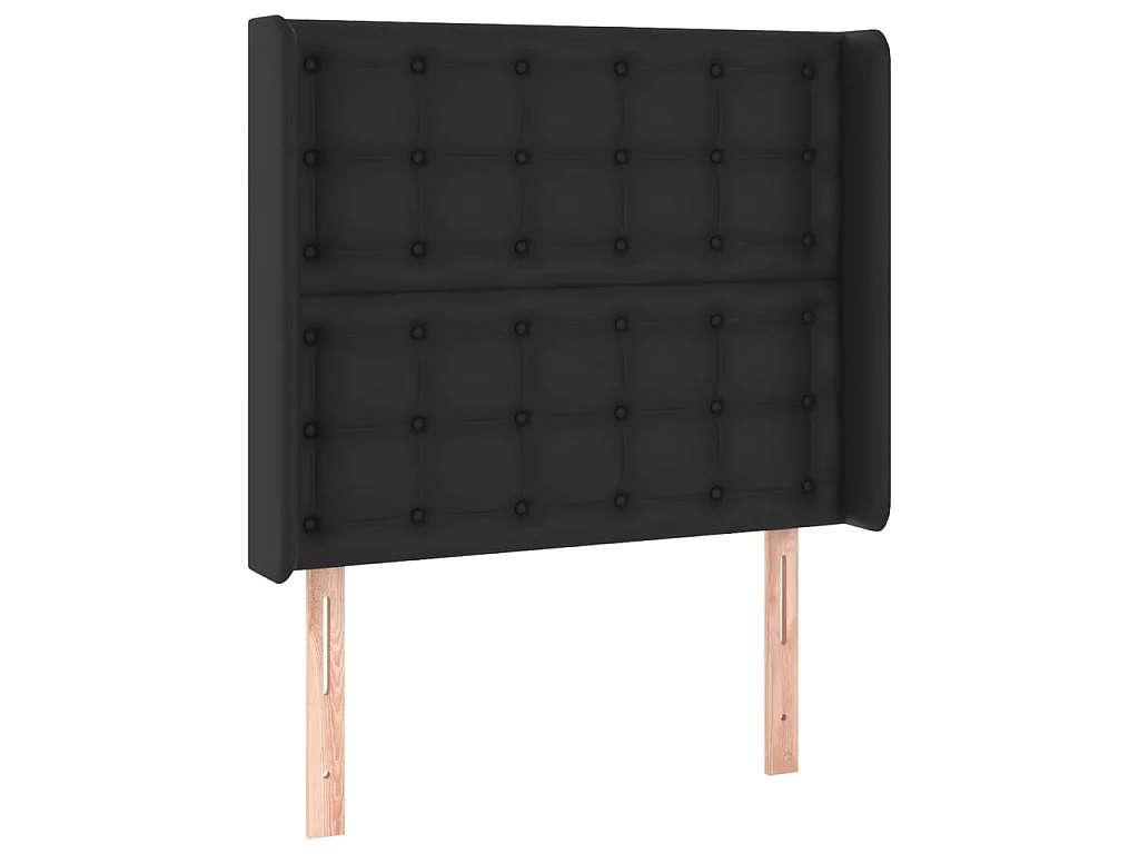 Hoofdbord met randen 93x16x118/128 cm kunstleer zwart