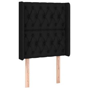 Hoofdbord met randen 83x16x118/128 cm stof zwart