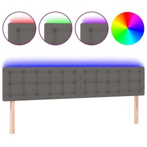 Hoofdbord LED 180x5x78/88 cm kunstleer grijs