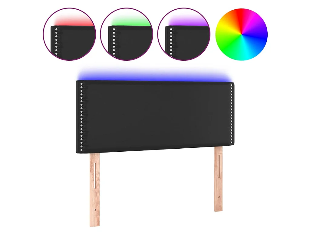 Hoofdbord LED 90x5x78/88 cm kunstleer zwart