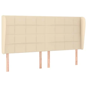 Hoofdbord met randen 163x23x118/128 cm stof crèmekleurig Hoofdbord met randen 163x23x118/128 cm stof crèmekleurig