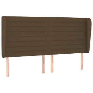 Hoofdbord met randen 183x23x118/128 cm stof donkerbruin