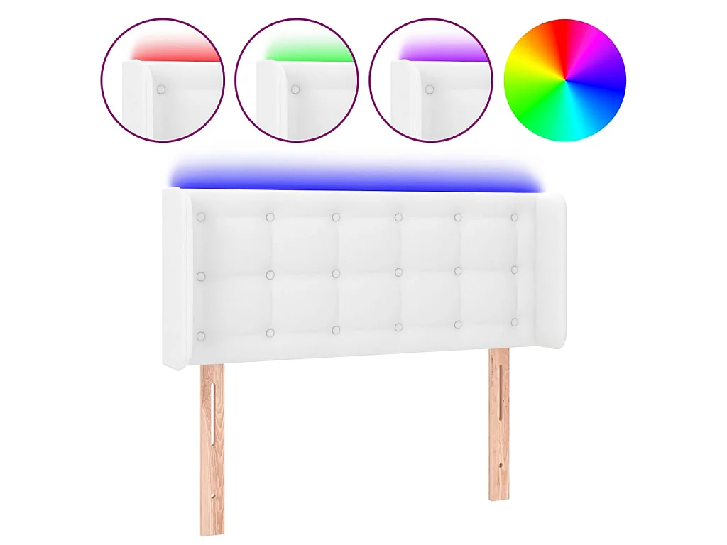 Hoofdbord LED 103x16x78/88 cm kunstleer wit