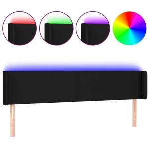 Hoofdbord LED 183x16x78/88 cm stof zwart