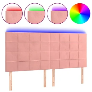 Hoofdbord LED 180x5x118/128 cm fluweel roze