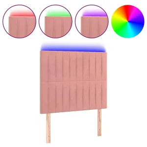 Hoofdbord LED 80x5x118/128 cm fluweel roze