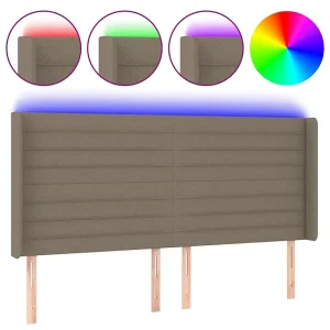 Hoofdbord LED 163x16x118/128 cm stof taupe