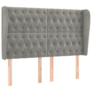 Hoofdbord met randen 163x23x118/128 cm fluweel lichtgrijs Hoofdbord met randen 163x23x118/128 cm fluweel lichtgrijs