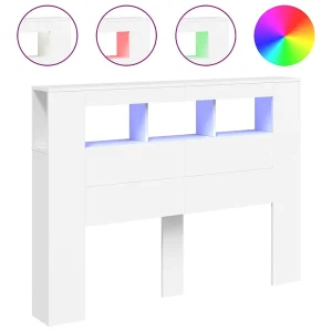 Hoofdeinde met LED 140×18,5×103,5 cm bewerkt hout wit Hoofdeinde met LED 140×18,5×103,5 cm bewerkt hout wit