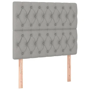 Hoofdbord lichtgrijs 90x7x118/128 cm stof