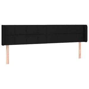 Hoofdbord met randen 203x16x78/88 cm stof zwart