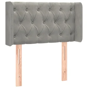 Hoofdbord met randen 83x16x78/88 cm fluweel lichtgrijs Hoofdbord met randen 83x16x78/88 cm fluweel lichtgrijs