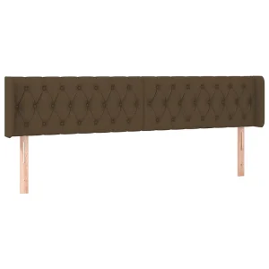 Hoofdbord met randen 203x16x78/88 cm stof donkerbruin Hoofdbord met randen 203x16x78/88 cm stof donkerbruin