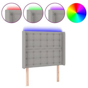 Hoofdbord LED 83x16x118/128 cm stof lichtgrijs