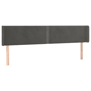 Hoofdbord met randen 203x16x78/88 cm fluweel donkergrijs