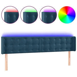 Hoofdbord LED 163x16x78/88 cm fluweel donkerblauw
