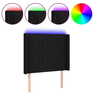 Hoofdbord LED 83x16x118/128 cm stof zwart