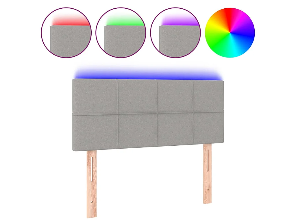 Hoofdbord LED 100x5x78/88 cm stof lichtgrijs