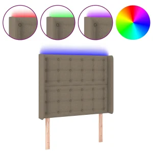 Hoofdbord LED 93x16x118/128 cm stof taupe