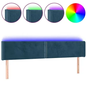 Hoofdbord LED 183x16x78/88 cm fluweel donkerblauw