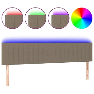 Hoofdbord LED 200x5x78/88 cm stof taupe