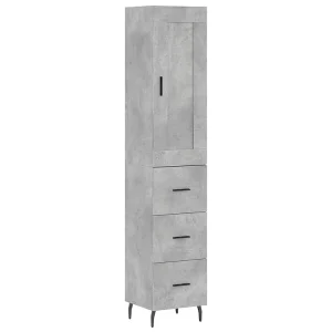 Hoge kast 34,5x34x180 cm bewerkt hout betongrijs Hoge kast 34,5x34x180 cm bewerkt hout betongrijs