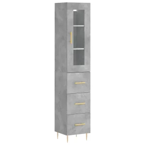 Hoge kast 34,5x34x180 cm bewerkt hout betongrijs Hoge kast 34,5x34x180 cm bewerkt hout betongrijs