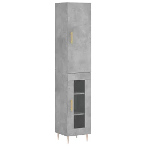 Hoge kast 34,5x34x180 cm bewerkt hout betongrijs Hoge kast 34,5x34x180 cm bewerkt hout betongrijs