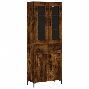 Hoge kast 69,5x34x180 cm bewerkt hout gerookt eikenkleurig Hoge kast 69,5x34x180 cm bewerkt hout gerookt eikenkleurig