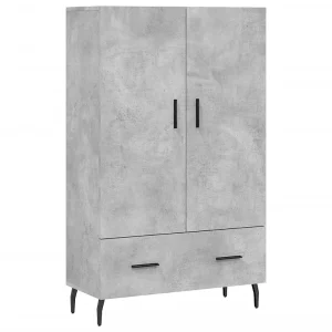 Hoge kast 69,5x31x115 cm bewerkt hout betongrijs Hoge kast 69,5x31x115 cm bewerkt hout betongrijs