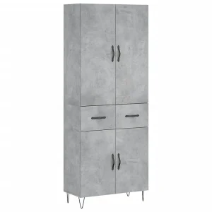 Hoge kast 69,5x34x180 cm bewerkt hout betongrijs