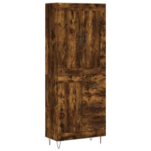 Hoge kast 69,5x34x180 cm bewerkt hout gerookt eikenkleurig Hoge kast 69,5x34x180 cm bewerkt hout gerookt eikenkleurig