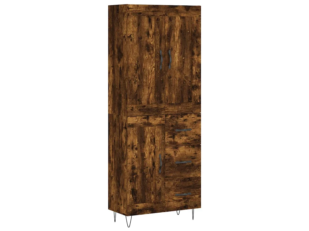 Hoge kast 69,5x34x180 cm bewerkt hout gerookt eikenkleurig