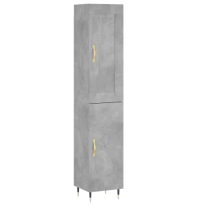 Hoge kast 34,5x34x180 cm bewerkt hout betongrijs Hoge kast 34,5x34x180 cm bewerkt hout betongrijs