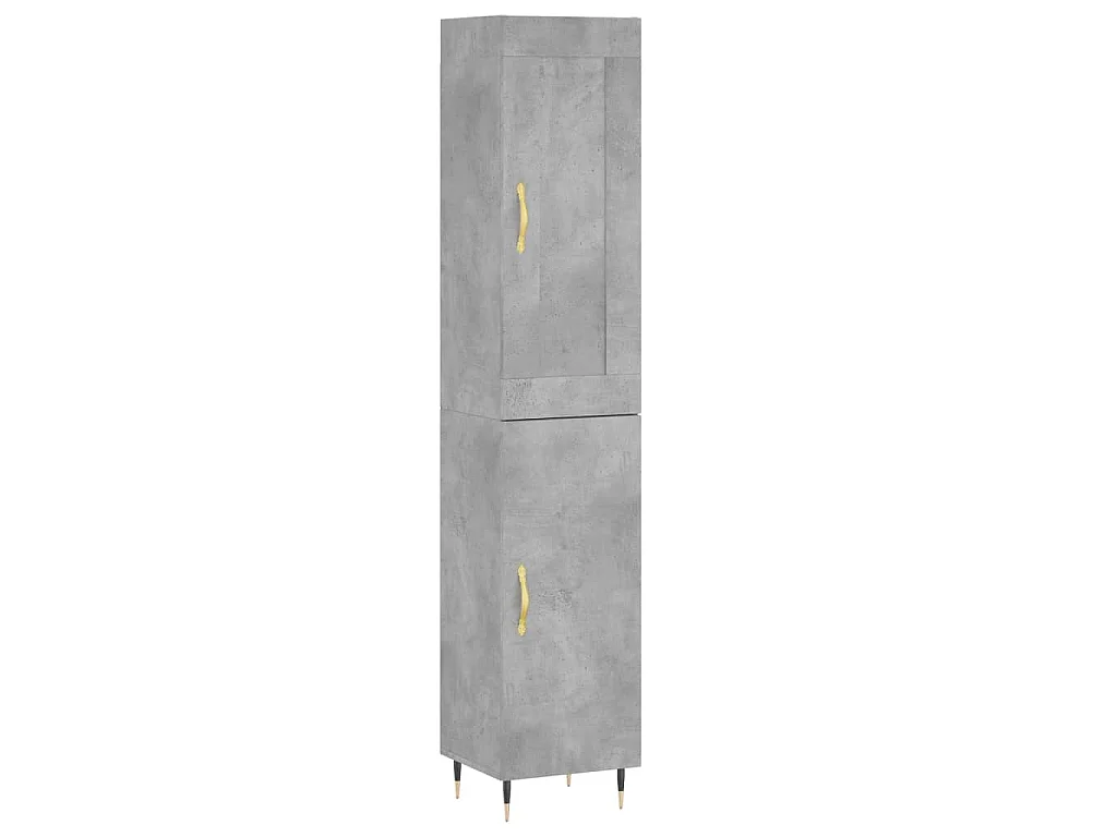 Hoge kast 34,5x34x180 cm bewerkt hout betongrijs