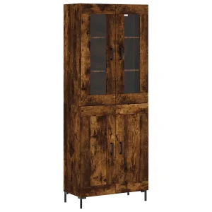 Hoge kast 69,5x34x180 cm bewerkt hout gerookt eikenkleurig Hoge kast 69,5x34x180 cm bewerkt hout gerookt eikenkleurig