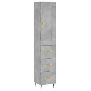 Hoge kast 34,5x34x180 cm bewerkt hout betongrijs Hoge kast 34,5x34x180 cm bewerkt hout betongrijs