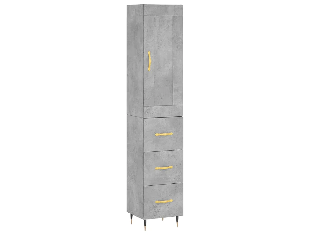 Hoge kast 34,5x34x180 cm bewerkt hout betongrijs
