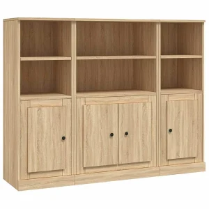 Hoge kasten 3 st bewerkt hout sonoma eikenkleurig