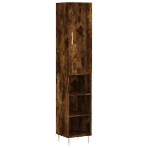 Hoge kast 34,5x34x180 cm bewerkt hout gerookt eikenkleurig Hoge kast 34,5x34x180 cm bewerkt hout gerookt eikenkleurig