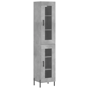 Hoge kast 34,5x34x180 cm bewerkt hout betongrijs Hoge kast 34,5x34x180 cm bewerkt hout betongrijs